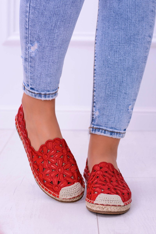Жіночі червоні еспадрільї балерини Lu Boo у квітах макарени