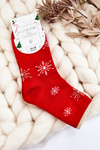 Шкарпетки жіночі з різдвяними візерунками Сніжинки Червоні