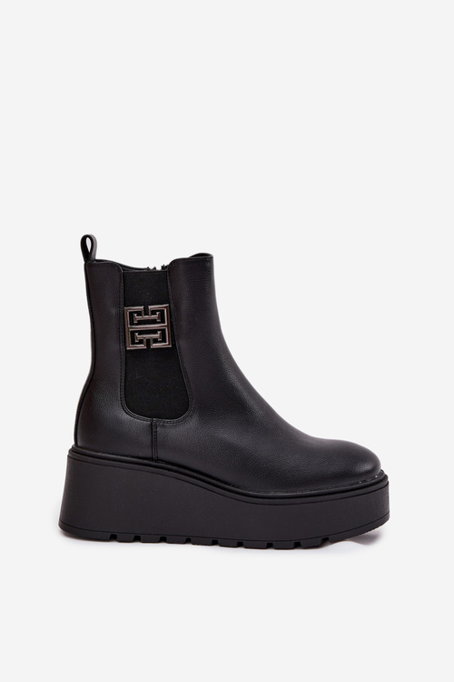 Теплі жіночі чоботи на платформі з оздоблювальним деталем Vinceza 58551 Чорний