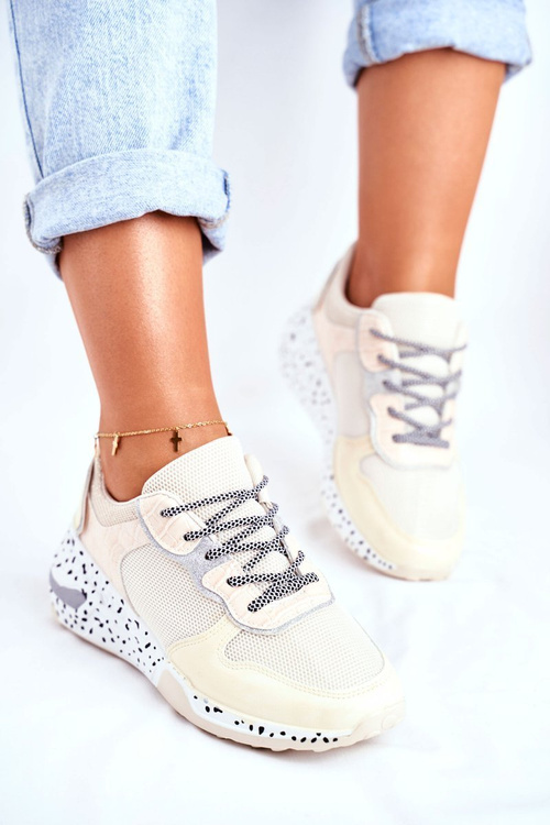 Жіноче спортивне взуття Hide Wedge Beige Pinky