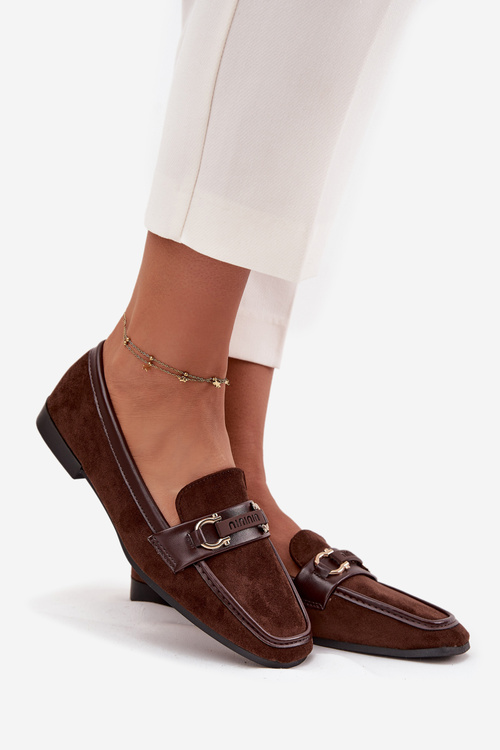 Мокасини Лофери Жіночі З Декоративним Елементом Шоколад Evelora