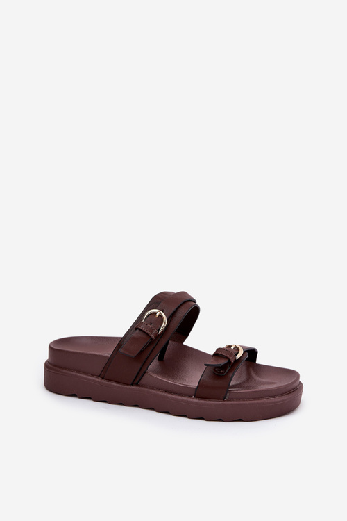 Жіночі Сандалі На Платформі З Золотими Пряжками Коричневі Wernone