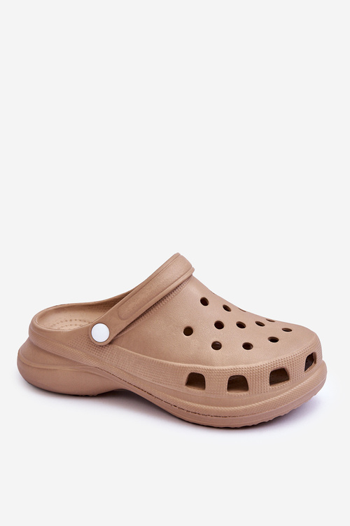 Поролонові босоніжки Crocs на масивній підошві Бежеві Katniss
