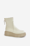 Світло-бежеві жіночі шкіряні ботильйони на платформі Zazoo 60369
