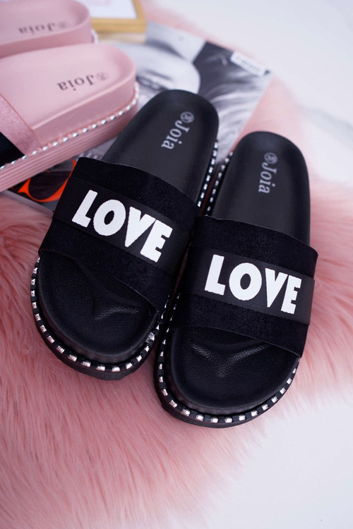 Жіночі шльопанці на платформі зі стразами Love Black MoreLove