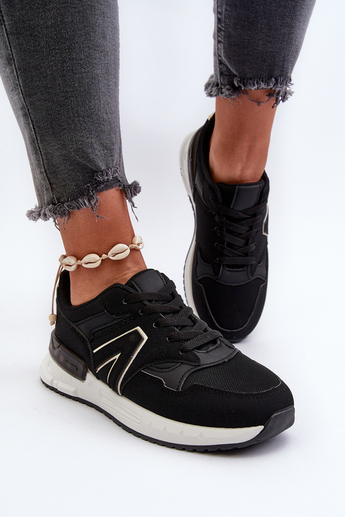 Жіночі кросівки зі штучної шкіри чорного кольору Vinelli