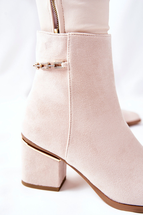 Жіночі замшеві чоботи на підборах Бежеві One Step