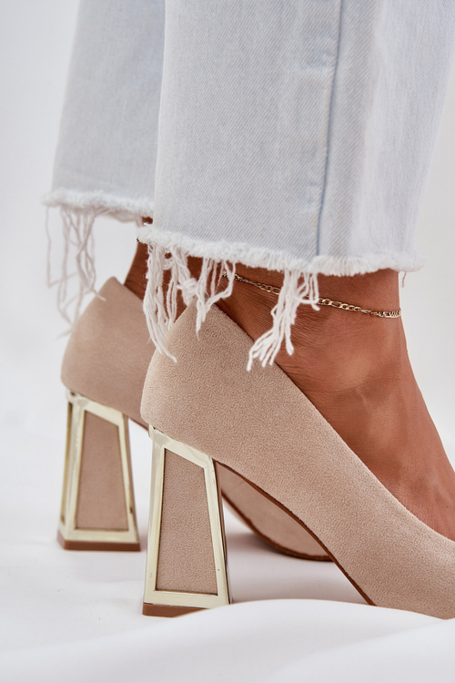 Елегантні Туфлі На Каблуці З Загостреними Носами Бежеві Falseki