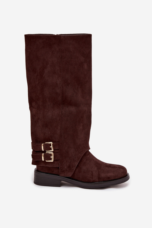 Жіночі чоботи з пряжками шоколадні Umbria