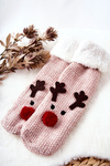 Новорічні довгі шкарпетки Reindeer Light Pink