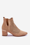 Ажурні замшеві чоботи з вирізом на каблуці бежеві Blakely