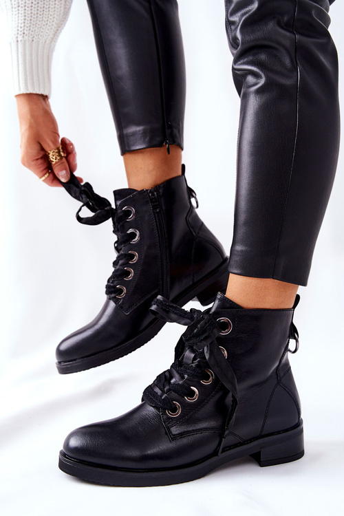 Чорні черевики з декоративною зав'язкою Tayah