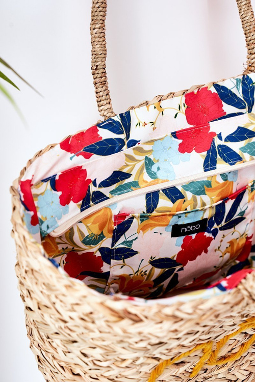 Плетена пляжна сумка шоппер NOBO XK0340 Бежево-жовта