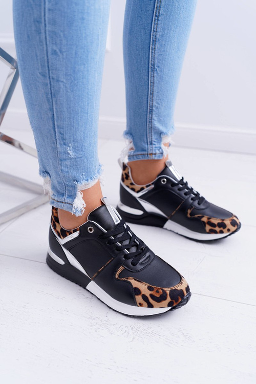 Спортивні жіночі леопардові туфлі Fippo чорного кольору