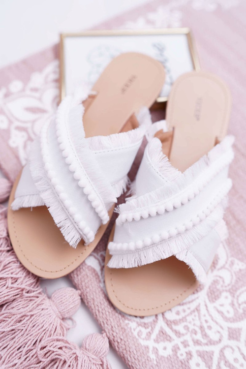 Жіночі тканинні шльопанці Vices 7269 Білий Jamen