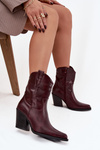 Жіночі ковбойські чоботи з еко-шкіри на підборах Bordeaux Sorelia