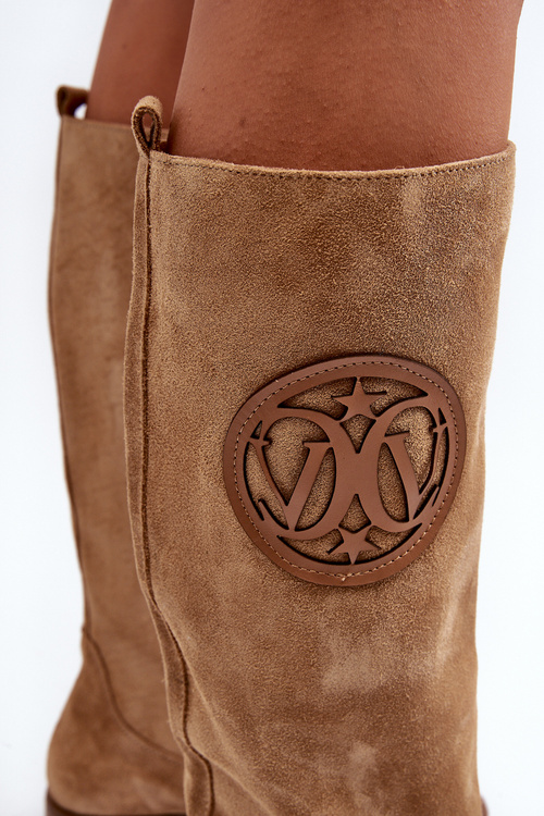 Бежеві жіночі замшеві чоботи Zazoo 3367/2