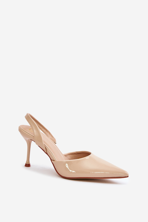 Лаковані підбори з відкритою спиною бежеві Emmizola