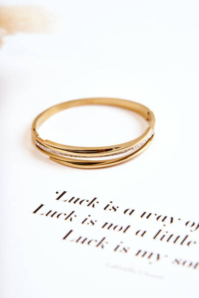 Жіночий Сталевий Браслет З Цирконами Золоті Мірени