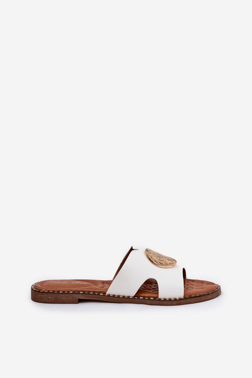 Плоскі Жіночі Сандалі З Декоративним Елементом Білі Oferry