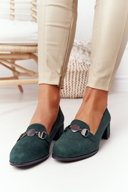 Замшеві туфлі на високих підборах Sergio Leone PB148 Зелений