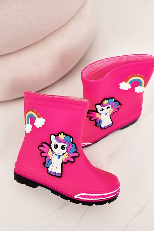 Дитячі дощові черевики з поні кольору фуксії