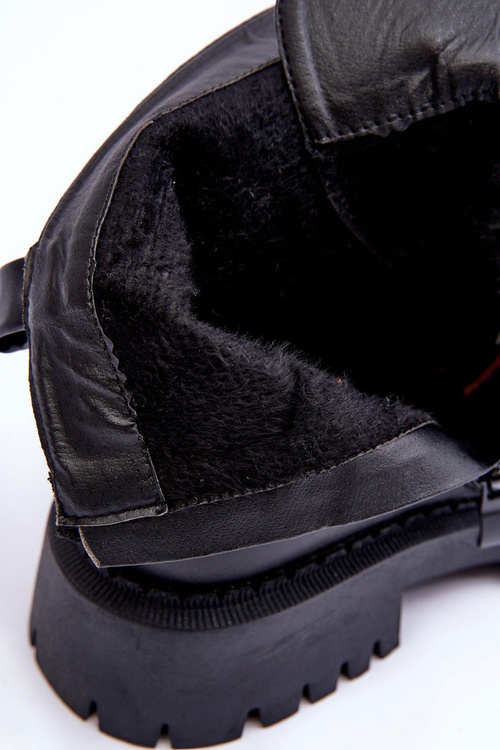 Шкіряні ботильйони на масивній платформі Чорні Lisencca