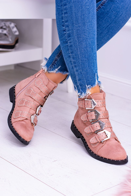 Lu Boo Pink Virginia Rock Star Boots Пряжки з заклепками Замша