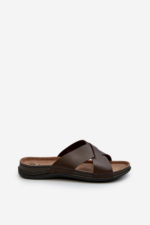 Зручні легкі тапочки з екошкіри Inblu GV00001I коричневого кольору