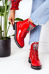 Утеплені чоботи з кубічним цирконієм, лакованим Red Attention