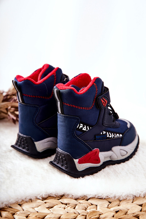 Утеплені снігові черевики на липучках темно-синього кольору Darel