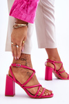 Класичні босоніжки на високому каблуці кольору фуксії Lucetta