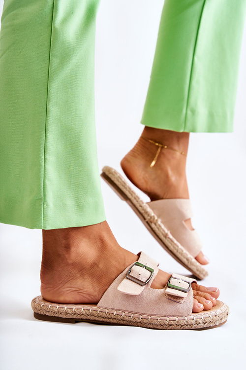 Класичні замшеві жіночі тапочки бежеві Casilda