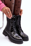 Шкіряні жіночі ботильйони на шнурівці Чорні Nicole 2836