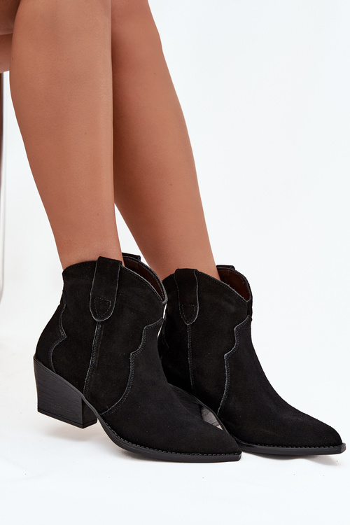 Зручні жіночі ковбойські черевики з натуральної замші Чорний Beretta