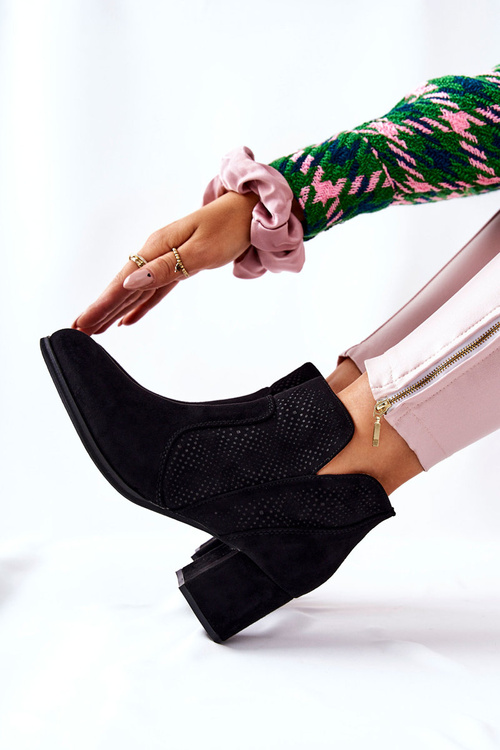 Замшеві чоботи на підборах Black Elisea