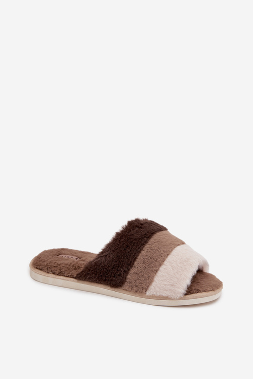 М'які жіночі тапочки з смугами коричневі Tahlisse
