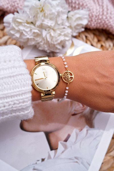 Жіночий браслет-ланцюжок Золотий білий бісер Древо життя Духовне