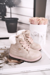 Пудрові теплі дитячі чобітки бежеві Маестро