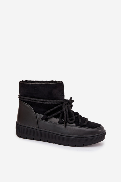 Жіночі зимові чоботи з шнурівкою чорні Rebekah
