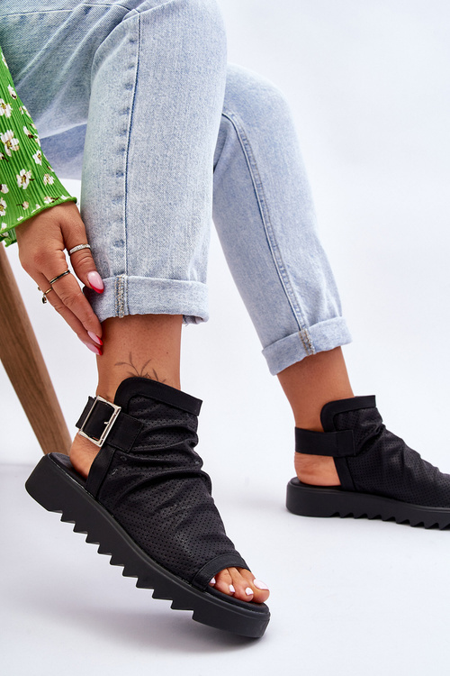 Шкіряні ажурні босоніжки Beige Alima