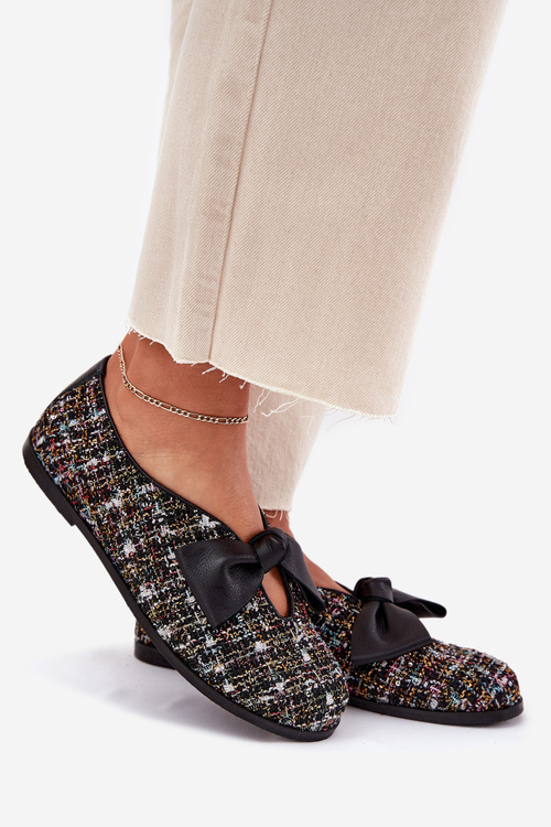 Шкіряні Балетки З Бантом Лаура Мессі 2921 Чорні