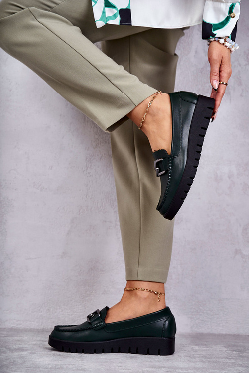 Лаковані лофери на платформі Зелені Kjersti