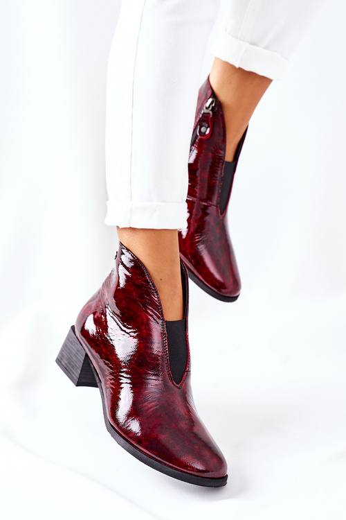 Чоботи шкіряні утеплені Maciejka 04777-13 темно-червоні