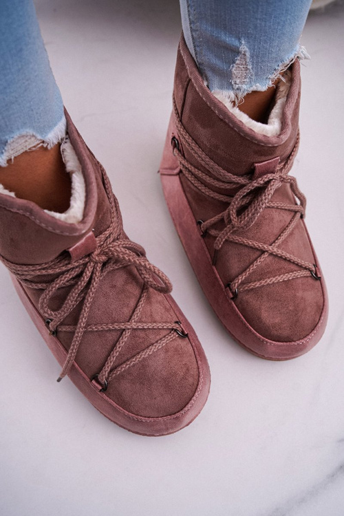 Жіночі зимові черевики флісові утеплені рожеві Veme