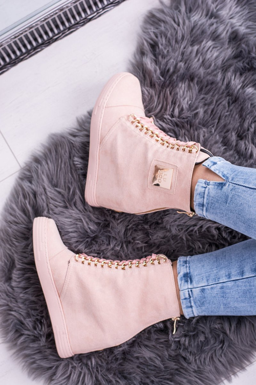 Жіночі замшеві рожеві кросівки Monica на ланцюжку Lu Boo