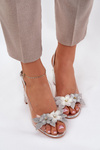 Прозорі Сандалі З Квітами На Декорованому Каблуці D&A MR38-331 Сріблясті