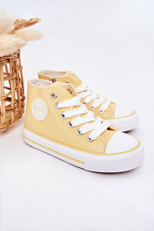 Високі дитячі кросівки на блискавці BIG STAR HH374138 Жовті