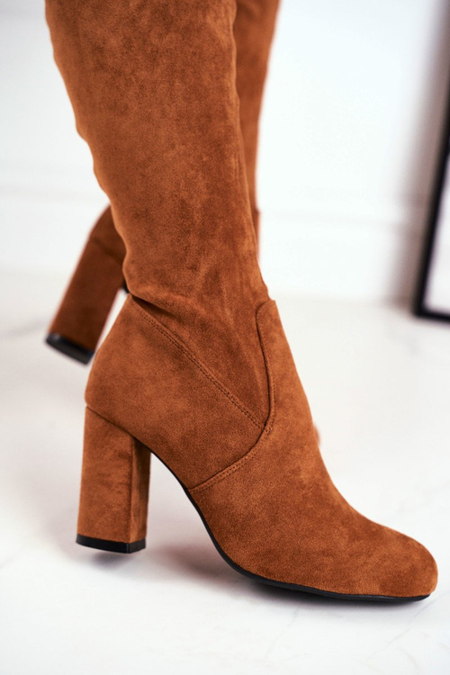 Жіночі високі чоботи Suede Camel Highso