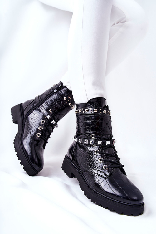 Розминка Робочі черевики на шпильках Black Nephele